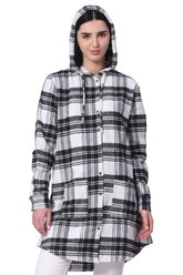 Check Baggy Hoodie Shirt